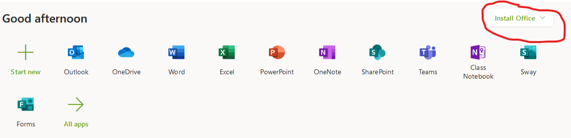 Install Office screenshot